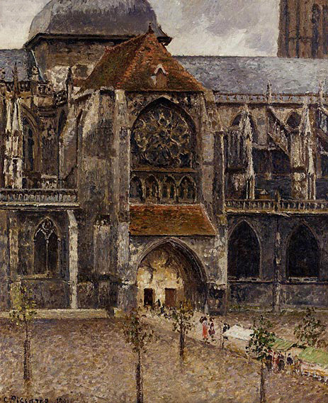 Portal of the Church Saint-Jacques, Dieppe, 1901 | Pissarro | Gemälde Reproduktion