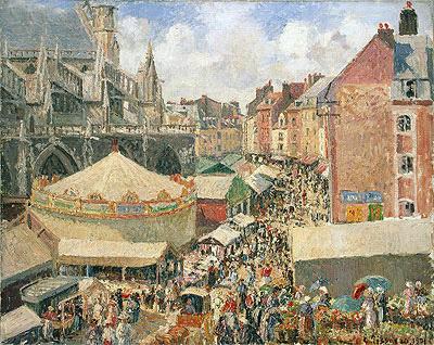 The Fair in Dieppe, Sunny Morning, 1901 | Pissarro | Painting Reproduction