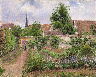 Vegetable Garden in Eragny, Overcast Sky, Morning, 1901 | Pissarro | Painting Reproduction