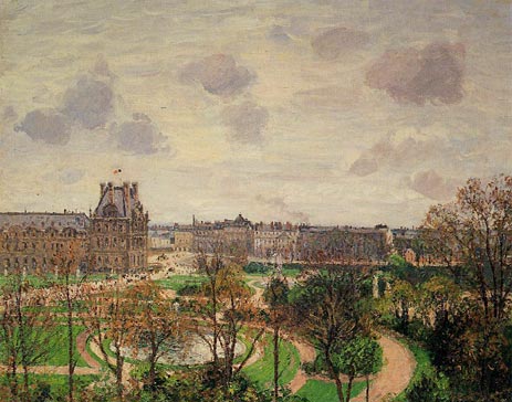 Garden of the Louvre - Morning, Grey Weather, 1899 | Pissarro | Painting Reproduction