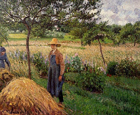 Grey Weather, Morning with Figures, Eragny, 1899 | Pissarro | Painting Reproduction