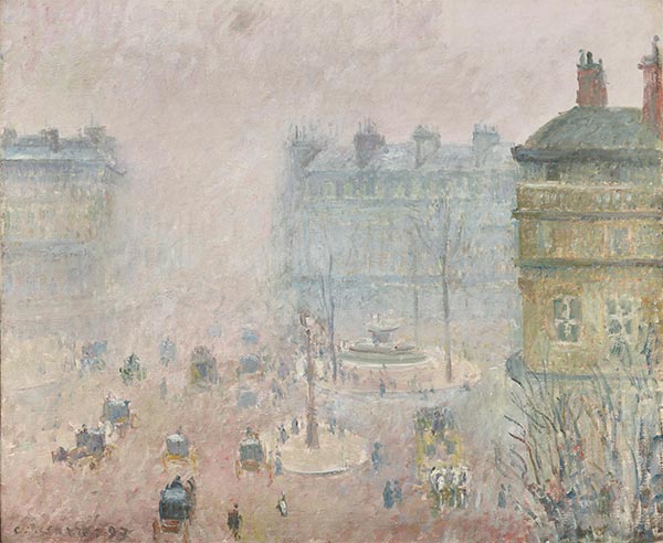 Place du Theatre Francais - Foggy Weather, 1898 | Pissarro | Gemälde Reproduktion