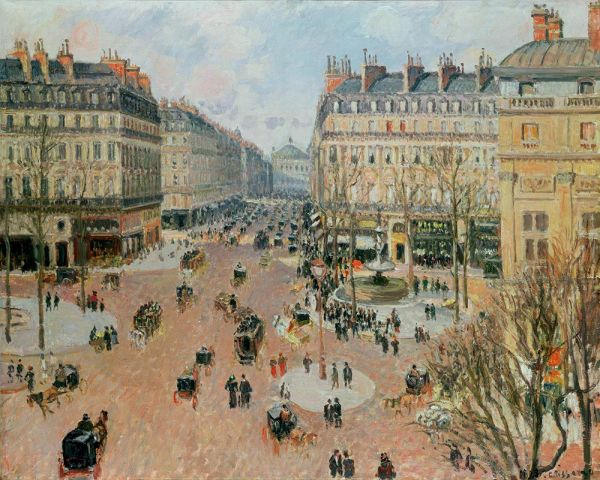 Place du Theatre Francais - Nachmittagssonne, Winter, 1898 | Pissarro | Gemälde Reproduktion