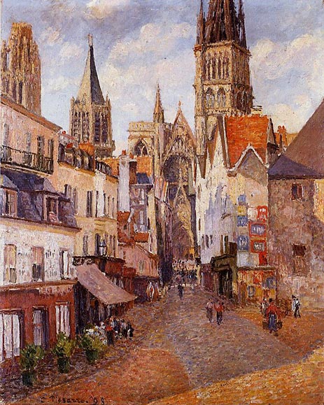 Sunlight, Afternoon, La Rue de l'Epicerie a Rouen, 1898 by Pissarro | Painting Reproduction