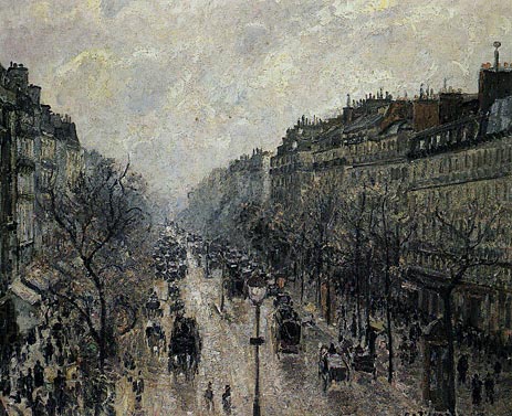 Boulevard Montmartre - Foggy Morning, 1897 | Pissarro | Painting Reproduction