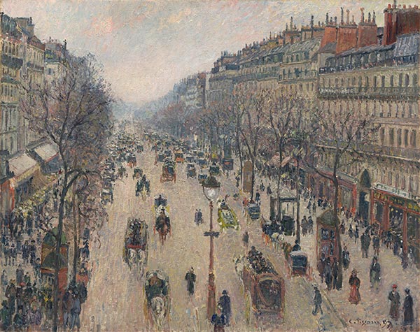 Boulevard Montmartre, Morning, Cloudy Weather, 1897 | Pissarro | Painting Reproduction