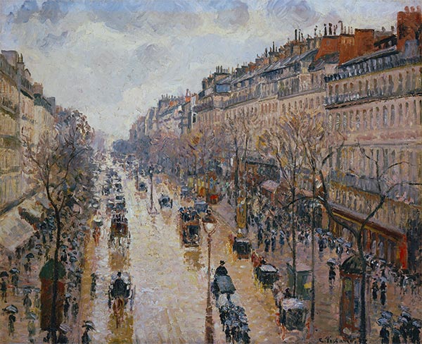 The Boulevard Montmartre, Afternoon, in the Rain, 1897 | Pissarro | Painting Reproduction