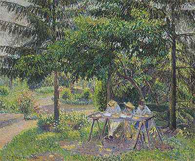 Children in a Garden at Eragny, 1892 by Pissarro | Painting Reproduction