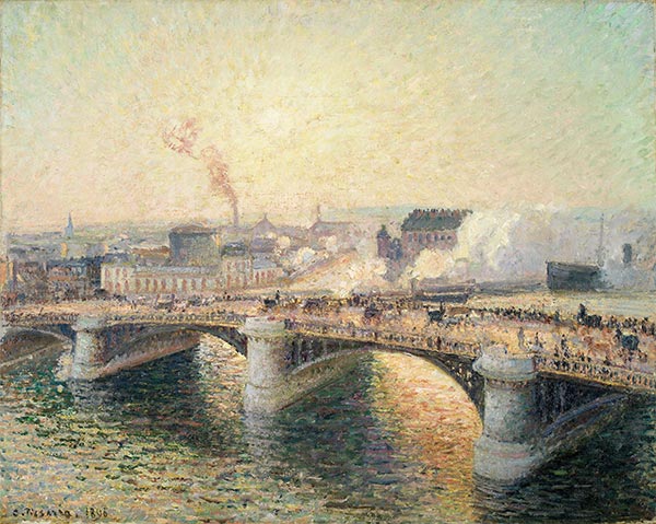 Die Boieldieu-Brücke, Rouen - Sonnenuntergang, 1896 | Pissarro | Gemälde Reproduktion