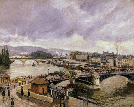 The Boieldieu Bridge, Rouen - Rain Effect, 1896 | Pissarro | Gemälde Reproduktion