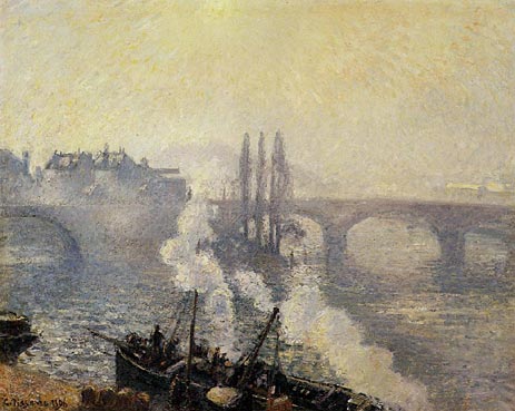 The Corneille Bridge, Rouen, Morning Mist, 1896 by Pissarro | Painting Reproduction