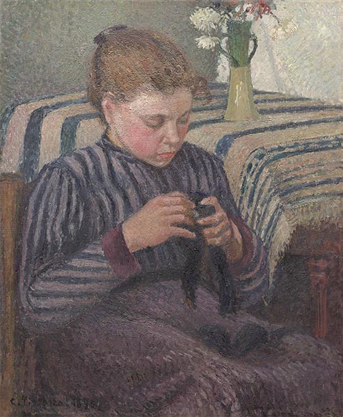 Woman Mending, 1895 by Pissarro | Painting Reproduction