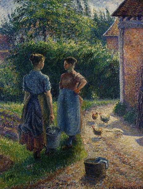 Peasants Chatting in the Farmyard, Eragny, 1895 | Pissarro | Painting Reproduction
