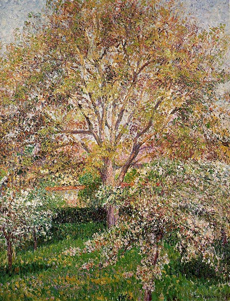 The Walnut and Apple Trees in Bloom at Eragny, 1895 | Pissarro | Painting Reproduction