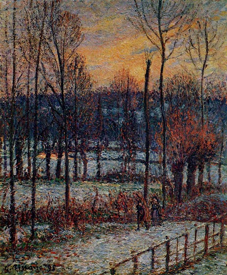 Schneeeffekt, Sonnenuntergang, Eragny | Pissarro | Gemälde Reproduktion