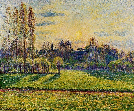View of Bazincourt, Sunset, 1892 | Pissarro | Painting Reproduction