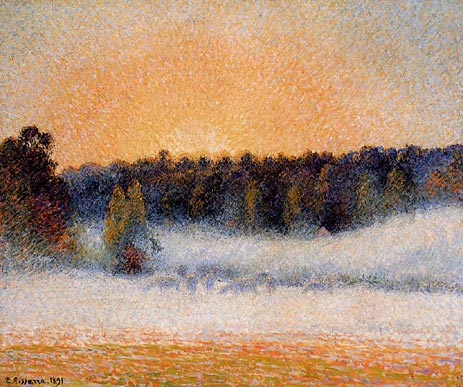 Setting Sun and Fog, Eragny, 1891 | Pissarro | Painting Reproduction