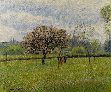 Flowering Apple Trees at Eragny, 1888 | Pissarro | Painting Reproduction