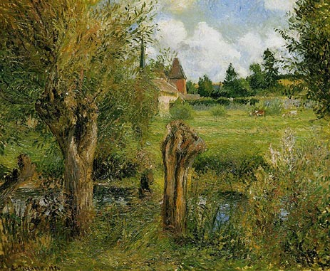 The Banks of the Epte at Eragny, 1884 by Pissarro | Painting Reproduction