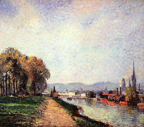 View of Rouen (Cours-la-Reine), 1883 by Pissarro | Painting Reproduction