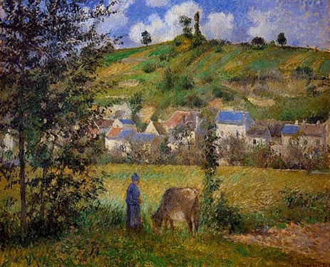 Landscape at Chaponval, 1880 by Pissarro | Painting Reproduction