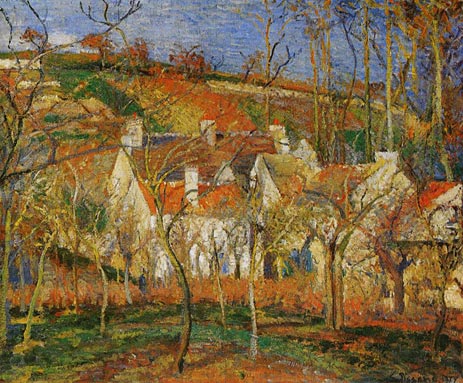 Red Roofs, Corner of a Village, Winter, 1877 by Pissarro | Painting Reproduction