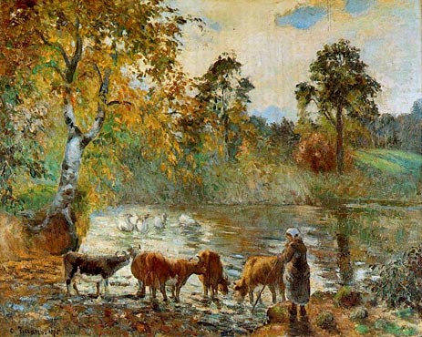 The Pond at Montfoucault, 1875 | Pissarro | Painting Reproduction