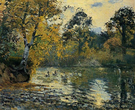 The Pond at Montfoucault, 1874 | Pissarro | Painting Reproduction