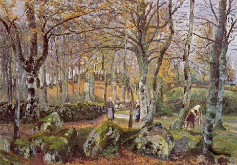 Landscape with Rocks, Montfoucault, 1874 | Pissarro | Painting Reproduction