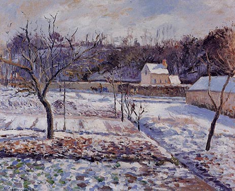 L'Hermitage, Pontoise, Snow Effect, 1874 | Pissarro | Painting Reproduction