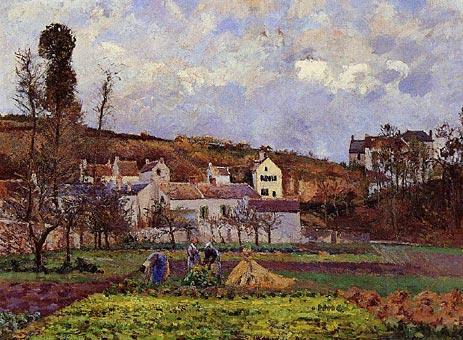 Kitchen Gardens at l'Hermitage, Pontoise, 1873 | Pissarro | Painting Reproduction