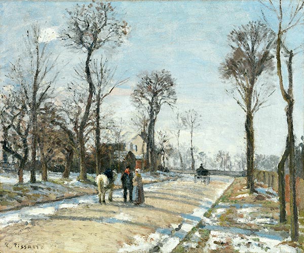 Route de Versailles, Louveciennes, Wintersonne und Schnee, c.1870 | Pissarro | Gemälde Reproduktion