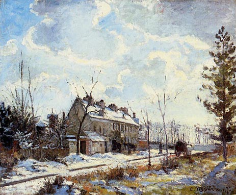 Louveciennes Straße, Der Effekt von Schnee, 1872 von Pissarro | Gemälde-Reproduktion