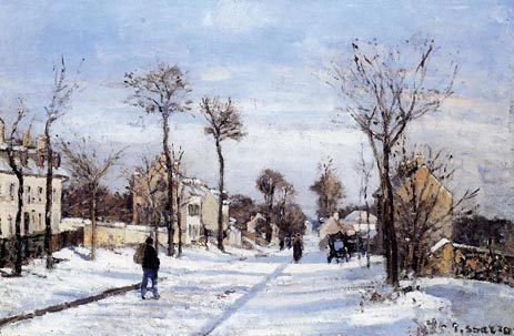 Straße im Schnee, Louveciennes, c.1872 von Pissarro | Gemälde-Reproduktion
