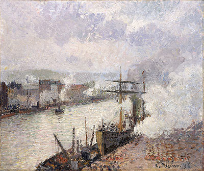 Steamboats in the Port of Rouen, 1896 | Pissarro | Painting Reproduction