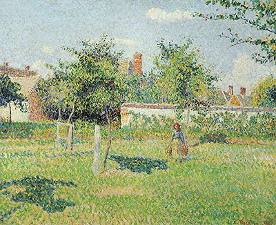 Woman in the Meadow at Eragny, Spring, 1887 | Pissarro | Painting Reproduction