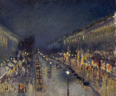 The Boulevard Montmartre at Night, 1897 | Pissarro | Painting Reproduction
