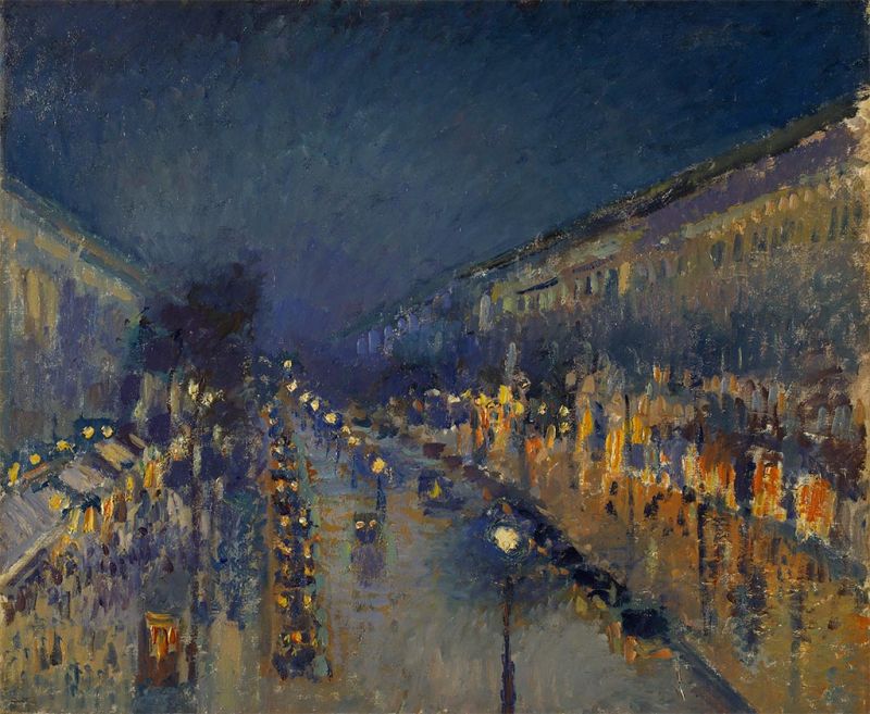 Der Boulevard Montmartre bei Nacht | Pissarro | Gemälde Reproduktion