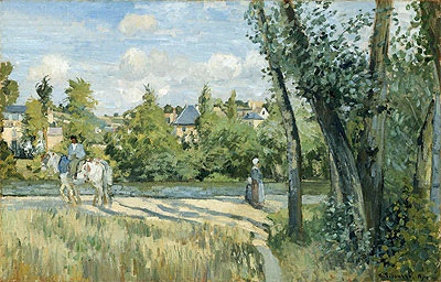 Sonnenlicht auf der Straße, Pontoise | Pissarro | Gemälde Reproduktion