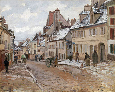 Pontoise, the Road to Gisors in Winter, 1873 | Pissarro | Painting Reproduction