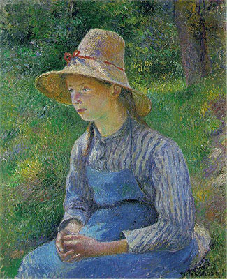 Peasant Girl with a Straw Hat, 1881 | Pissarro | Gemälde Reproduktion