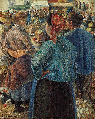 The Poultry Market at Pontoise | Pissarro | Painting Reproduction