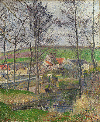 The Banks of the Viosne at Osny in Grey Weather, Winter, 1883 | Pissarro | Painting Reproduction