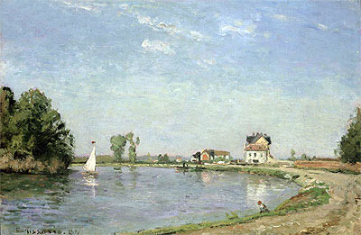 At the River's Edge, 1871 | Pissarro | Gemälde Reproduktion
