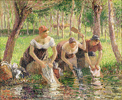 The Washerwomen, Eragny, 1895 | Pissarro | Gemälde Reproduktion