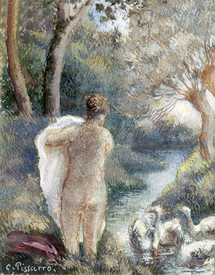 Akt mit Schwänen, c.1895 von Pissarro | Gemälde-Reproduktion