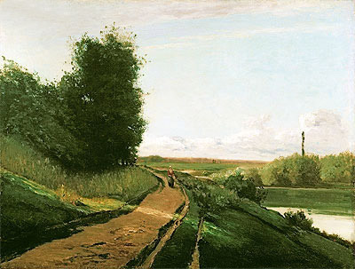 The Tow Path at Bougival, 1864 | Pissarro | Painting Reproduction