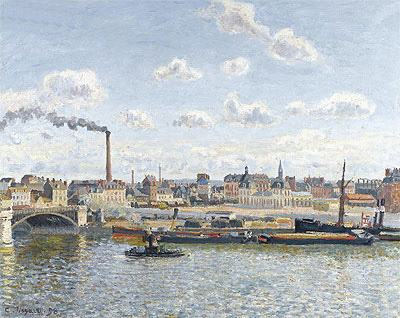 Le Pont Boieldieu et la Gare d'Orleans, Rouen, Soleil, 1898 | Pissarro | Gemälde Reproduktion