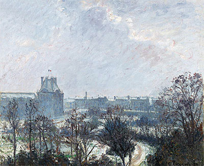 Le Jardin des Tuileries et le Pavillon de Flore, Effet de Neige, 1899 | Pissarro | Painting Reproduction
