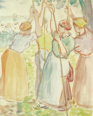 Paysannes Plantant des Rames | Pissarro | Painting Reproduction